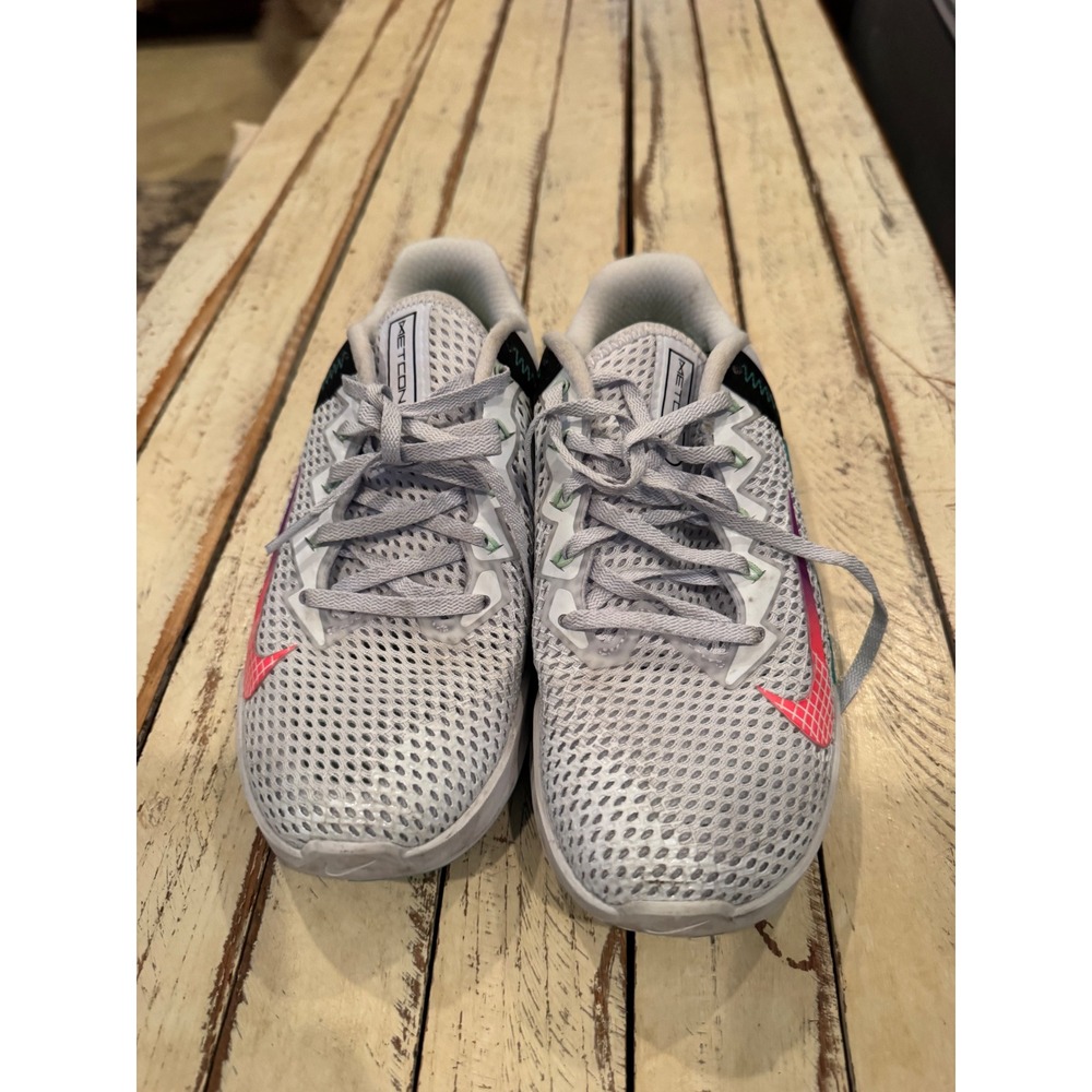 Nike Metcon 6 Womens Training Shoes Silver Pink Teal CK3160-020 Size 8
